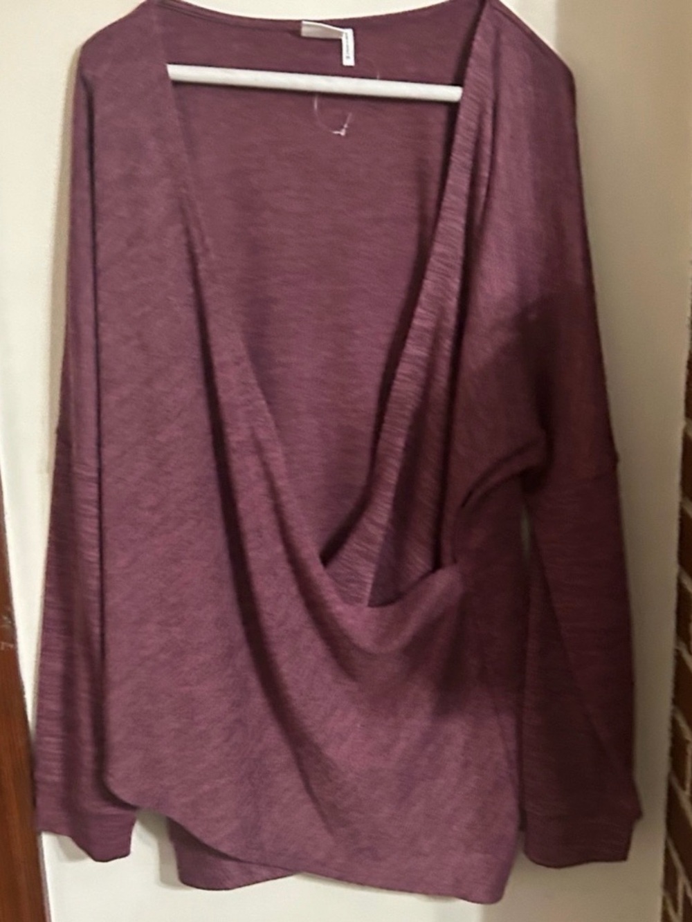 Suzanne Betro Size 2x SIMPLE Twist-Neck Long Sleeve  Sweater Plum